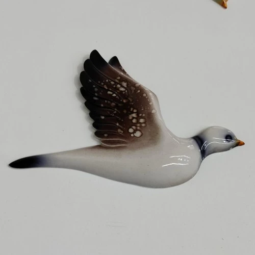 Dekoratif Kahverengi Renk Üç Martı Seramik Duvar Süsü - Resim 3