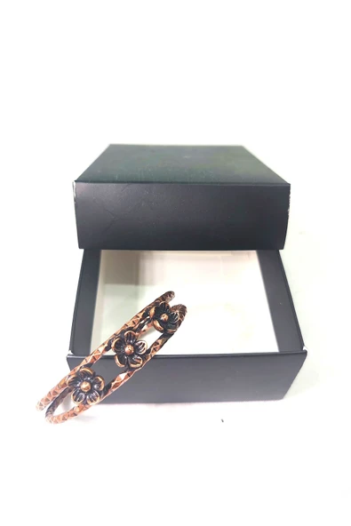 BAKIR BİLEKLİK, EL İŞÇİLİĞİ VE ÖLÇÜSÜ AYARLANABİLİR DESENLİ KADIN SAF BAKIR BİLEKLİK - Resim 7