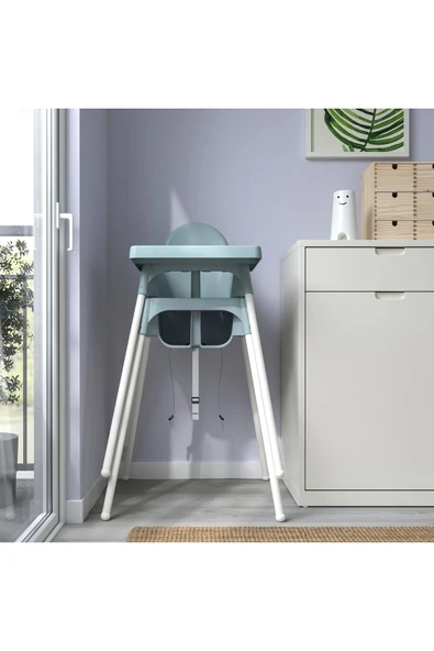 Unisex Mavi Antilop Tepsili Mama Sandalyesi - Resim 3