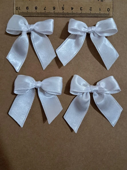 Pratikbox Fiyonk / Saten 2cm'lik / Hediyelik / Süsleme / Beyaz Renk / 50 Adet - Resim 3