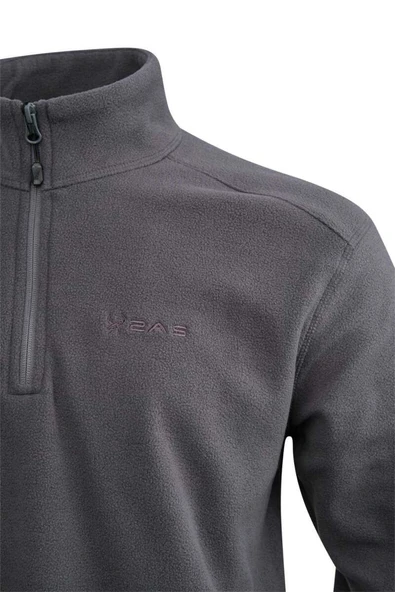 2AS Cedric Erkek Yarım Fermuarlı İnce Polar Sweatshirt Antrasit - Resim 3