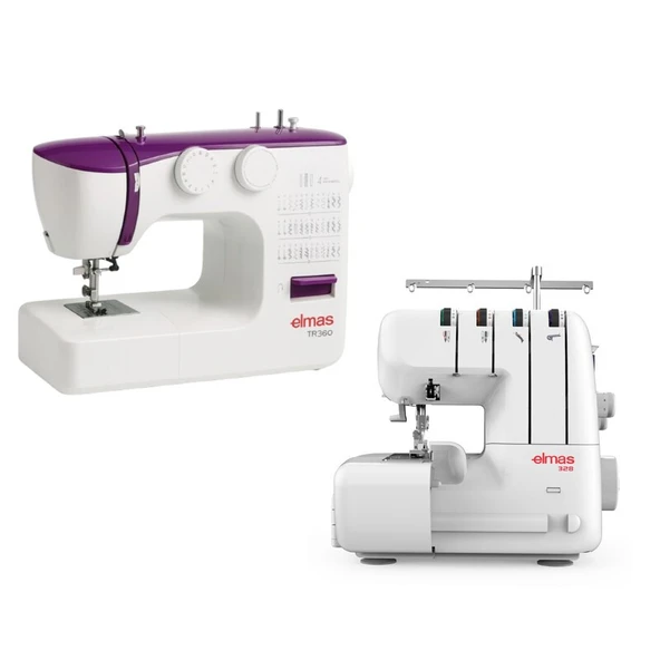 Elmas TR360 (Mor) Dikiş Makinesi ve 328 Ev Tipi 4 İplik Overlok Makinesi ürün görseli 1