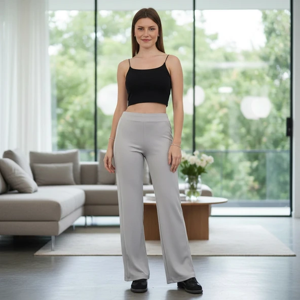 BİÇOMİ Yandan katlamalı pantolon Gri ürün görseli 1