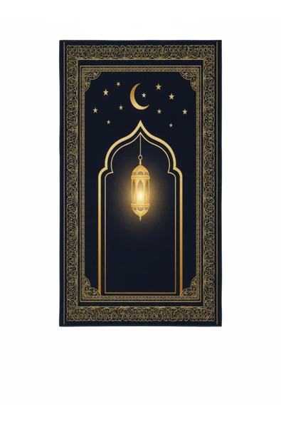 Gold Hilal Seccade Kaymaz Taban Yumuşak Lüks Namazlık Hediyelik - Resim 5