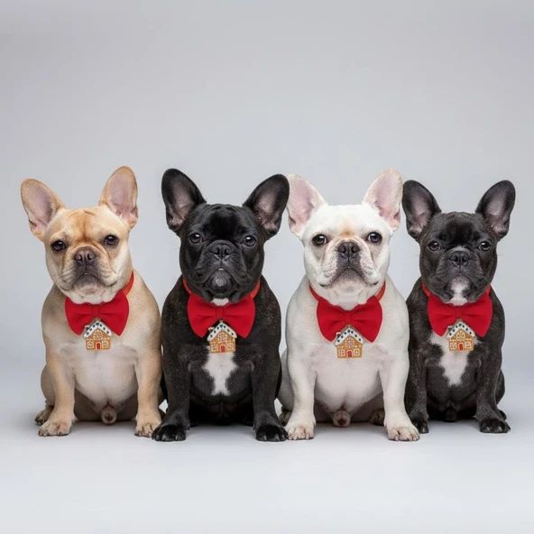 Ginger Home Küçük Irk Köpek Papyon Tasması | Kırmızı Fiyonk Boyun Aksesuarı | Noel Temalı Köpek Süsü - Resim 2