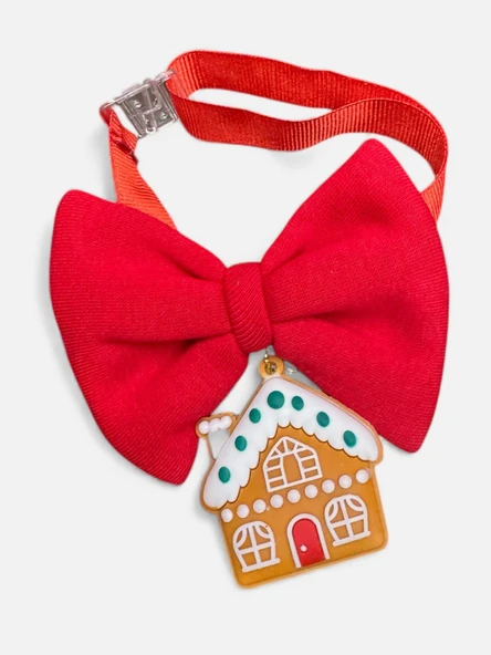 Ginger Home Küçük Irk Köpek Papyon Tasması | Kırmızı Fiyonk Boyun Aksesuarı | Noel Temalı Köpek Süsü - Resim 3