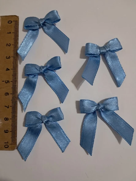 Pratikbox Mini Fiyonk / Saten 1cm'lik / Hediyelik / Süsleme / Mavi Renk / 50 Adet - Resim 2