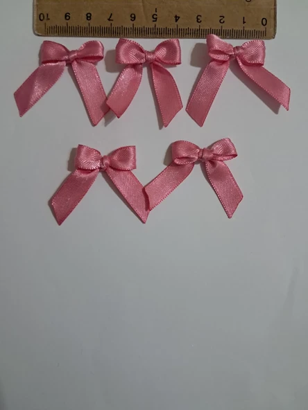 Pratikbox Mini Fiyonk / Saten 1cm'lik / Hediyelik / Süsleme / Pembe Renk / 50 Adet - Resim 3