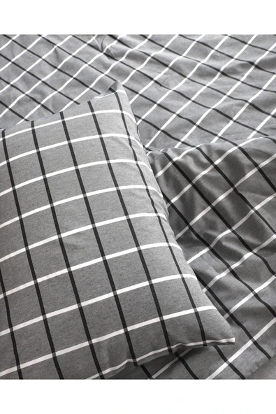 Valoroso Tekstil Kare Desenli Çift Kişilik Nevresim Seti 200x220 cm (Çarşafsız) - Resim 4