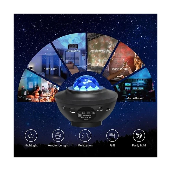 Starry Light Yıldızlı Atmosfer Işık Projektörü – Çok Renkli Gökyüzü Efekti, Ay ve Nebula Yansıtma, Uzaktan Kumandalı Ortam Gece Lambası - Resim 3