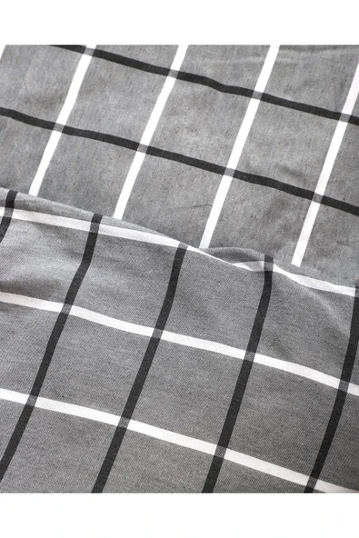 Valoroso Tekstil Kare Desenli Tek Kişilik Nevresim Seti 160x220 cm (Çarşafsız) - Resim 5