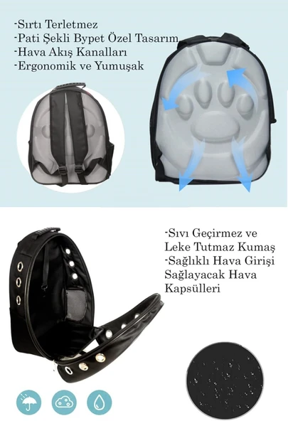 Şeffaf Astronot Kedi Taşıma Sırt Çantası Evcil Hayvan Taşıma Çantası - Resim 2