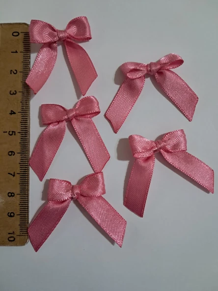 Pratikbox Mini Fiyonk / Saten 1cm'lik / Hediyelik / Süsleme / Pembe Renk / 50 Adet - Resim 2
