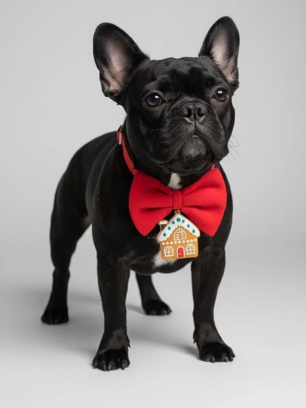 Ginger Home Küçük Irk Köpek Papyon Tasması | Kırmızı Fiyonk Boyun Aksesuarı | Noel Temalı Köpek Süsü - Resim 5