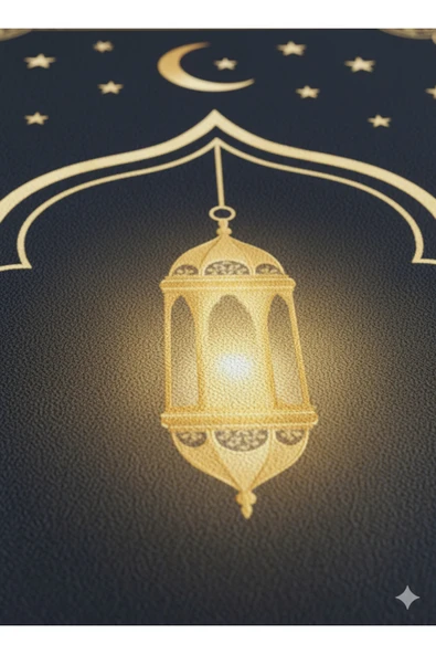 Gold Hilal Seccade Kaymaz Taban Yumuşak Lüks Namazlık Hediyelik - Resim 2