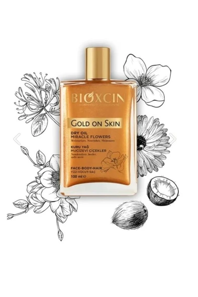 Bioxcin Gold on Skin Yüz Vücut Saç Mucizevi Çiçekler Simli Kuru Yağı 100 ml ürün görseli 1
