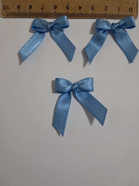 Pratikbox Mini Fiyonk / Saten 1cm'lik / Hediyelik / Süsleme / Mavi Renk / 50 Adet - Resim 3