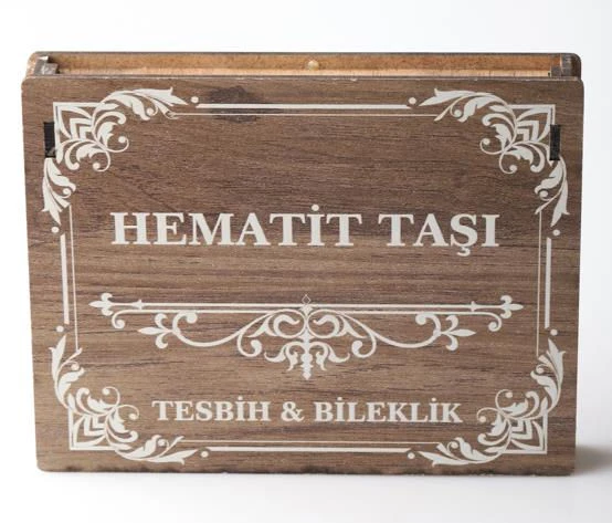 Özel Kutulu Doğal Hematit Taşı Tesbih ve Bileklik Seti - Resim 3
