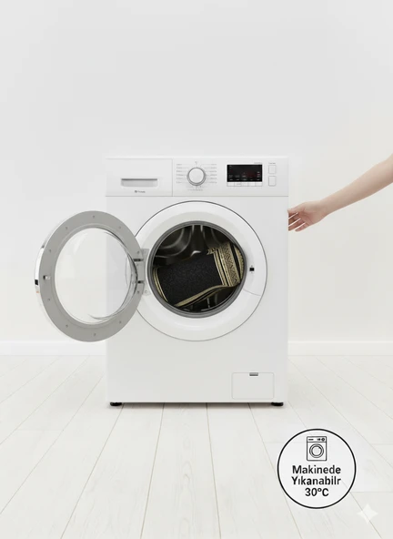 Siyah Seccade ve Namazlık Dijital Baskılı Yumuşak Diz Acıtmaz - Resim 7