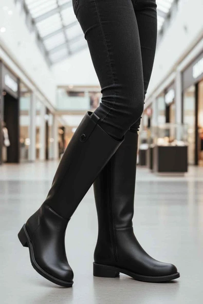 Ayakmod Siyah Cilt İçi Polarlı Fermuarlı Kadın Çizme 224578 Z - Resim 3