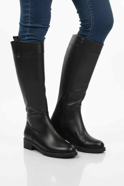 Ayakmod Siyah Cilt İçi Polarlı Fermuarlı Kadın Çizme 224578 Z ürün görseli 1