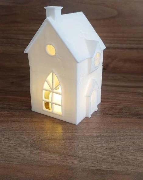 Kış Evleri Mini Geyik Mumluk Noel Yılbaşı Süsü Dekoratif Biblo Tealight Mumluk Seti Mumlar Dahildir - Resim 4