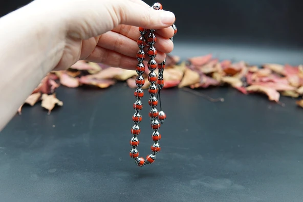 Beyzi Model Kırmızı Damla Oltu Taşı Tesbih st000152 - Resim 5