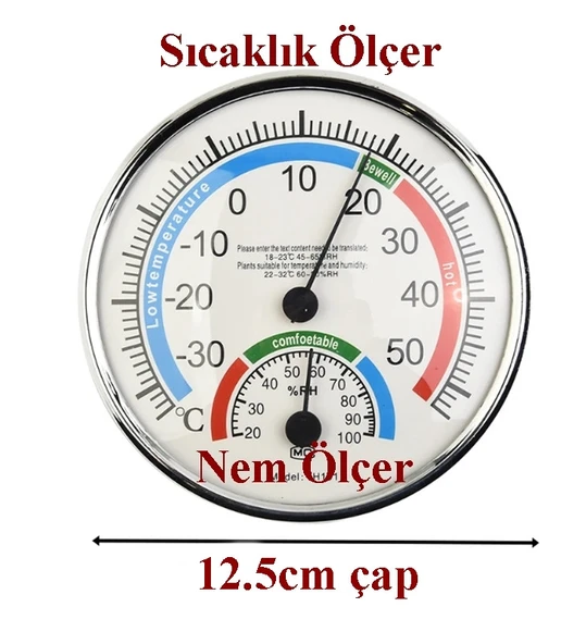 Sıcaklık ve nem Ölçer Termometre - Analog Ekran ( Bebek Odası Nem Ölçer - Termometre ) Masaüstü veya Duvara ASılabilir - Resim 3