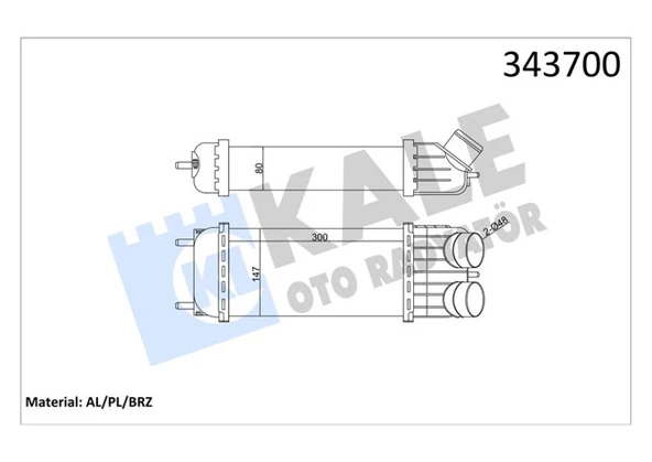 Psa Turbo İntercoller Radyatoru P207 P1007 C2 C3 II 1,6hdi 16v Olcu: (300×147×76) - Kale 343700 ürün görseli 1