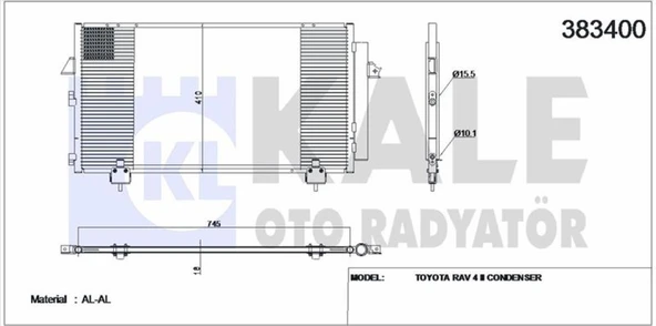 Toyota Klima Radyatoru Toyota Rav 4 II 00-05 (745×410×16) - Kale 383400 - Resim 1