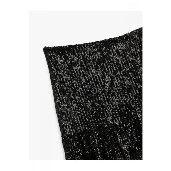 Astarlı Payetli Kloş Mini Etek Pullu - Resim 6