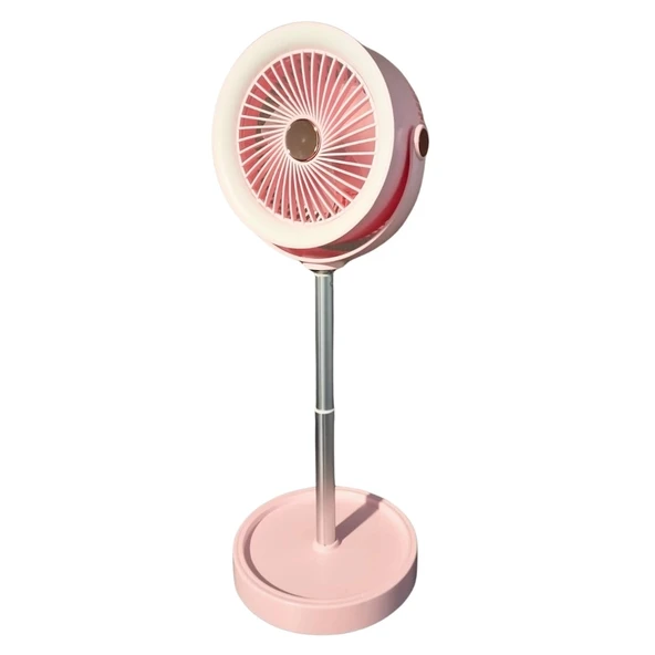 bigmate Pembe Masa Tipi Midi Fan – Taşınabilir Şarjlı Kademeli Hız ve Yükseklik Ayarı YS2298B - Resim 5