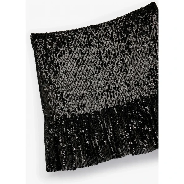 Astarlı Payetli Kloş Mini Etek Pullu ürün görseli 1