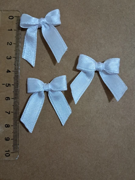 Pratikbox Mini Fiyonk / Saten 1cm'lik / Hediyelik / Süsleme / Beyaz Renk / 50 Adet - Resim 2