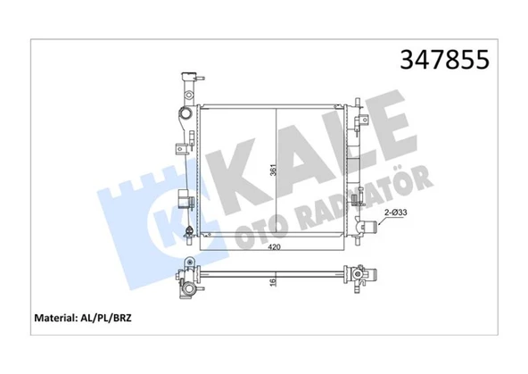 Kia Motor Su Radyatoru Kia Picanto 1.0 1.1 11> Manuel 420×358×16 - Kale 347855 - Resim 1