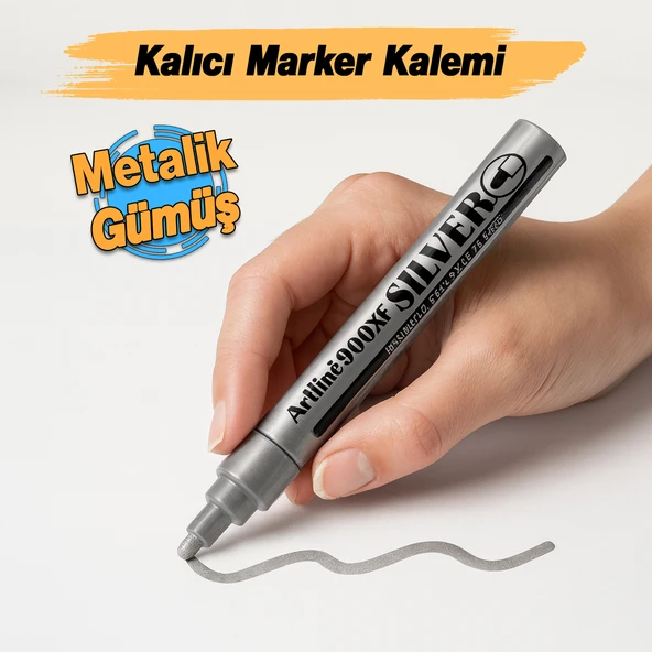 Gümüş Renk Markalama Kalemi Markör Kalıcı İşaretleyici Marker Kalem Metal Plastik Cam Ahşap Yüzey - Resim 2