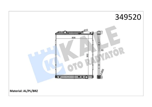 Mercedes Truck Su Radyatoru Mercedes Actros (cercevesiz) / (at) - Kale 349520 - Resim 1