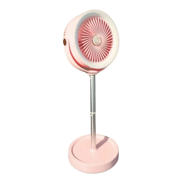 bigmate Pembe Masa Tipi Midi Fan – Taşınabilir Şarjlı Kademeli Hız ve Yükseklik Ayarı YS2298B - Resim 4