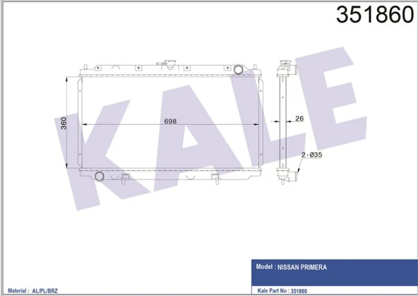 Nissan Motor Su Radyatoru Primera 2,0 Td P11 (cd20t) 96>01 Manuel - Kale 351860 - Resim 1