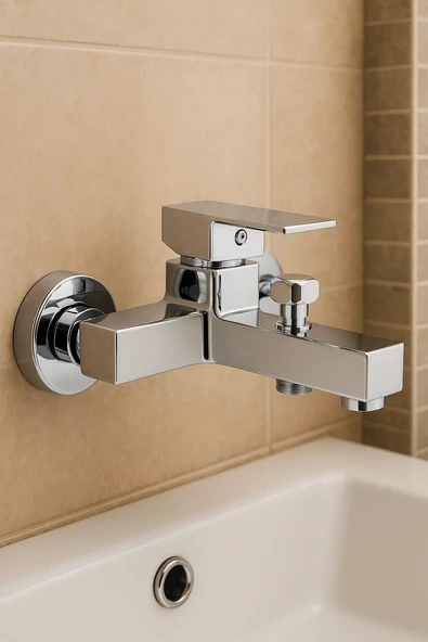 SARDICI KARE MUTFA BATARYASI SETİ ÇİFT SU GİRİŞLİ PİRİNÇ MUSLUK - Resim 3