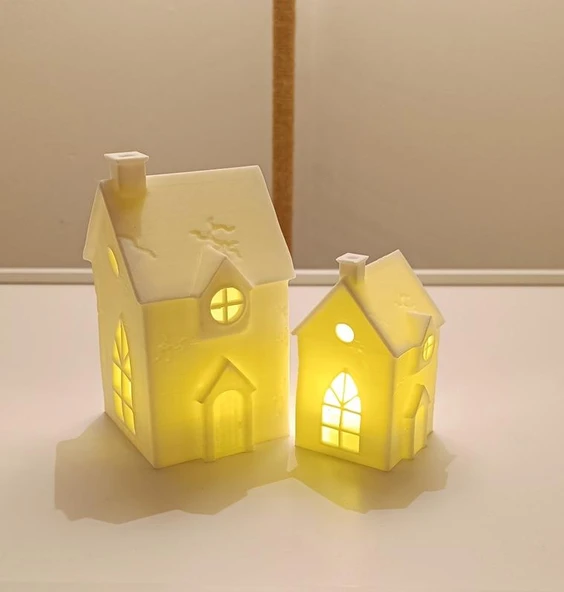 Kış Evleri Mumluk Noel Yılbaşı Süsü Dekoratif Biblo Tealight Ev Mumluk Seti Mumlar Dahildir ürün görseli 1