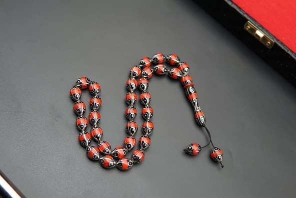 Beyzi Model Kırmızı Damla Oltu Taşı Tesbih st000152 - Resim 3