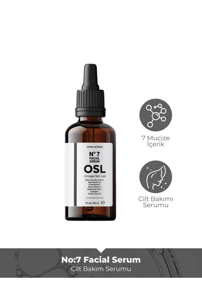 OSL Omega Skin Lab Tek Üründe 7 Aktif Cilt Bakım Serumu - No:7 Facial Serum 30ml - Resim 7