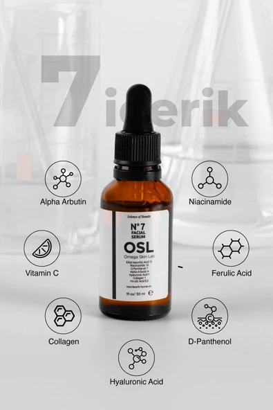 OSL Omega Skin Lab Tek Üründe 7 Aktif Cilt Bakım Serumu - No:7 Facial Serum 30ml - Resim 2