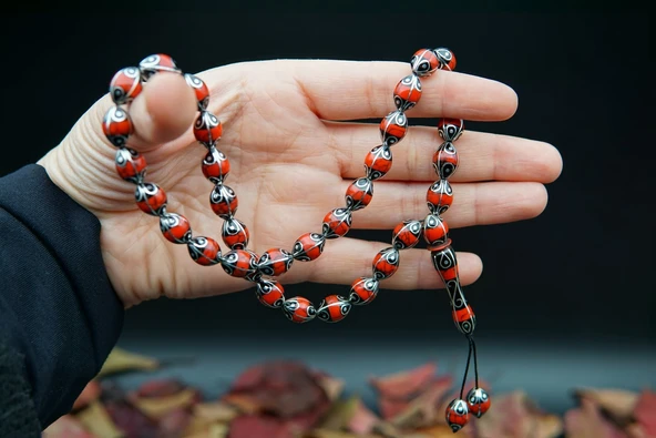 Beyzi Model Kırmızı Damla Oltu Taşı Tesbih st000152 - Resim 7