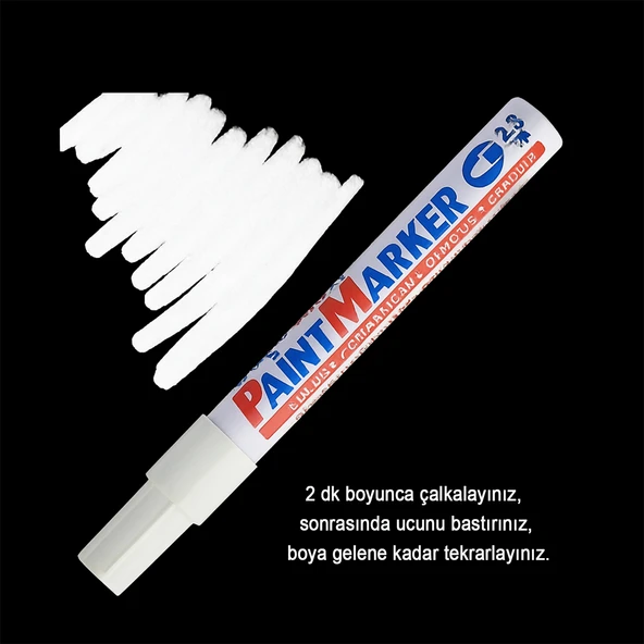 Markalama Kalemi Markör Kalıcı İşaretleyici Marker Beyaz Kalem Metal Plastik Cam Ahşap Yüzey - Resim 4
