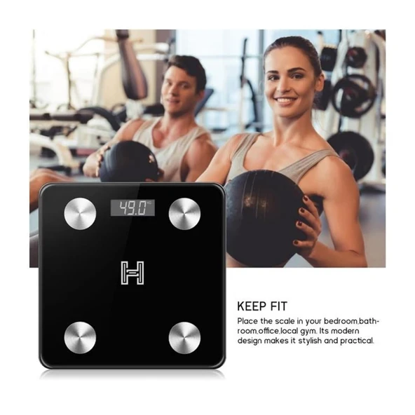 HZL Dijital Tartı, Yüksek Hassasiyetli Akıllı Elektronik Tartı, Vücut Ağırlığı Ölçer, Sağlık Takip ve Hedef Belirleme Özellikli Profesyonel Ev Tartısı - Resim 3