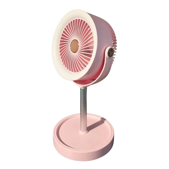 bigmate Pembe Masa Tipi Midi Fan – Taşınabilir Şarjlı Kademeli Hız ve Yükseklik Ayarı YS2298B - Resim 3