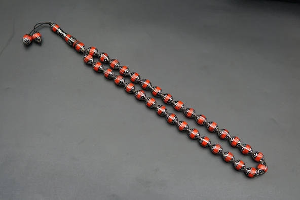 Beyzi Model Kırmızı Damla Oltu Taşı Tesbih st000152 - Resim 4