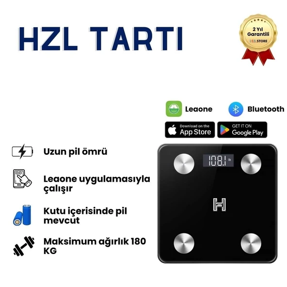 HZL Dijital Tartı, Yüksek Hassasiyetli Akıllı Elektronik Tartı, Vücut Ağırlığı Ölçer, Sağlık Takip ve Hedef Belirleme Özellikli Profesyonel Ev Tartısı ürün görseli 1